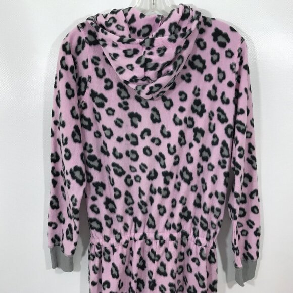 Pink Animal Print Fleece Footed Pajamas Hooded Women S, Jennifer Moore Jenni - Picture 5 of 12